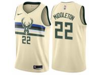 Men Nike Milwaukee Bucks #22 Khris Middleton  Cream NBA Jersey - City Edition