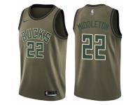 Men Nike Milwaukee Bucks #22 Khris Middleton Swingman Green Salute to Service NBA Jersey