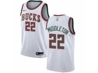 Men Nike Milwaukee Bucks #22 Khris Middleton Swingman White Fashion Hardwood Classics NBA Jersey