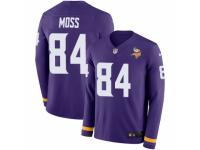Men Nike Minnesota Vikings #84 Randy Moss Limited Purple Therma Long Sleeve NFL Jersey
