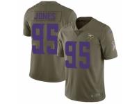 Men Nike Minnesota Vikings #95 Datone Jones Limited Olive 2017 Salute to Service NFL Jersey