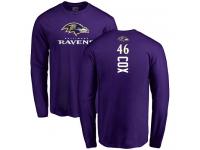 Men Nike Morgan Cox Purple Backer - NFL Baltimore Ravens #46 Long Sleeve T-Shirt