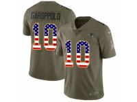 Men Nike New England Patriots #10 Jimmy Garoppolo Limited Olive/USA Flag 2017 Salute to Service NFL Jersey