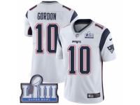 Men Nike New England Patriots #10 Josh Gordon White Vapor Untouchable Limited Player Super Bowl LIII Bound NFL Jersey