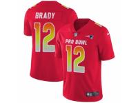 Men Nike New England Patriots #12 Tom Brady Limited Red AFC 2019 Pro Bowl NFL Jersey