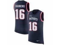 Men Nike New England Patriots #16 Andrew Hawkins Limited Navy Blue Rush Player Name & Number Tank Top NFL Jersey