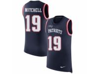 Men Nike New England Patriots #19 Malcolm Mitchell Limited Navy Blue Rush Player Name & Number Tank Top NFL Jersey