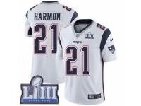 Men Nike New England Patriots #21 Duron Harmon White Vapor Untouchable Limited Player Super Bowl LIII Bound NFL Jersey