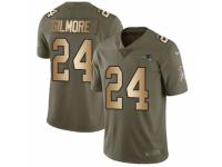 Men Nike New England Patriots #24 Stephon Gilmore Limited Olive/Gold 2017 Salute to Service NFL Jersey