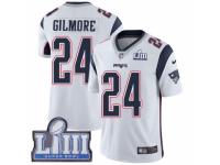 Men Nike New England Patriots #24 Stephon Gilmore White Vapor Untouchable Limited Player Super Bowl LIII Bound NFL Jersey