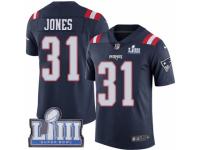 Men Nike New England Patriots #31 Jonathan Jones Limited Navy Blue Rush Vapor Untouchable Super Bowl LIII Bound NFL Jersey
