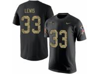 Men Nike New England Patriots #33 Dion Lewis Black Camo Salute to Service T-Shirt