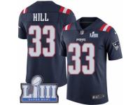 Men Nike New England Patriots #33 Jeremy Hill Limited Navy Blue Rush Vapor Untouchable Super Bowl LIII Bound NFL Jersey