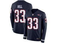 Men Nike New England Patriots #33 Jeremy Hill Limited Navy Blue Therma Long Sleeve NFL Jersey