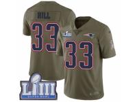 Men Nike New England Patriots #33 Jeremy Hill Limited Olive 2017 Salute to Service Super Bowl LIII Bound NFL Jersey