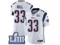 Men Nike New England Patriots #33 Jeremy Hill White Vapor Untouchable Limited Player Super Bowl LIII Bound NFL Jersey