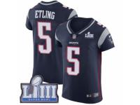Men Nike New England Patriots #5 Danny Etling Navy Blue Team Color Vapor Untouchable Elite Player Super Bowl LIII Bound NFL Jersey