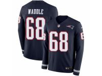 Men Nike New England Patriots #68 LaAdrian Waddle Limited Navy Blue Therma Long Sleeve NFL Jersey