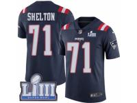 Men Nike New England Patriots #71 Danny Shelton Limited Navy Blue Rush Vapor Untouchable Super Bowl LIII Bound NFL Jersey