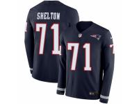 Men Nike New England Patriots #71 Danny Shelton Limited Navy Blue Therma Long Sleeve NFL Jersey