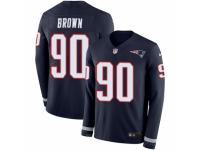 Men Nike New England Patriots #90 Malcom Brown Limited Navy Blue Therma Long Sleeve NFL Jersey