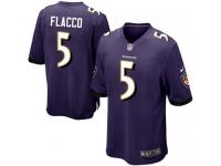 Men Nike NFL Baltimore Ravens #5 Joe Flacco Home Purple Game Jersey