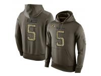 Men Nike NFL Baltimore Ravens #5 Joe Flacco Olive Salute To Service KO Performance Hoodie