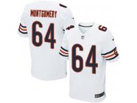 Men Nike NFL Chicago Bears #64 Will Montgomery Authentic Elite Road White Jersey