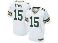 Men Nike NFL Green Bay Packers #15 Bart Starr Authentic Elite Road White Jersey