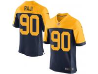Men Nike NFL Green Bay Packers #90 B.J. Raji Authentic Elite Navy Blue Jersey
