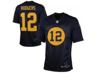 Men Nike NFL Nike Green Bay Packers Aaron Rodgers Authentic Elite Navy Blue Jersey