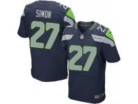 Men Nike NFL Seattle Seahawks #27 Tharold Simon Authentic Elite Home Navy Blue Jersey