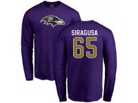 Men Nike Nico Siragusa Purple Name & Number Logo - NFL Baltimore Ravens #65 Long Sleeve T-Shirt