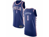 Men Nike Philadelphia 76ers #1 Justin Anderson Blue Road NBA Jersey - Icon Edition