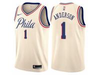 Men Nike Philadelphia 76ers #1 Justin Anderson  Cream NBA Jersey - City Edition