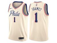 Men Nike Philadelphia 76ers #1 Landry Shamet Cream NBA Jersey - City Edition