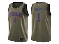 Men Nike Philadelphia 76ers #1 Landry Shamet Swingman Green Salute to Service NBA Jersey