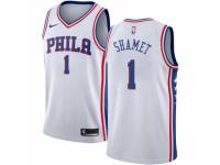 Men Nike Philadelphia 76ers #1 Landry Shamet White NBA Jersey - Association Edition
