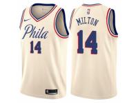 Men Nike Philadelphia 76ers #14 Shake Milton Cream NBA Jersey - City Edition