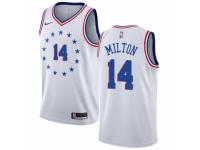 Men Nike Philadelphia 76ers #14 Shake Milton White  Jersey - Earned Edition