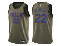 Men Nike Philadelphia 76ers #22 Wilson Chandler Swingman Green Salute to Service NBA Jersey