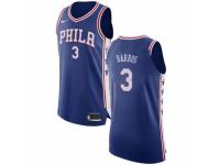 Men Nike Philadelphia 76ers #3 Dana Barros Blue Road NBA Jersey - Icon Edition