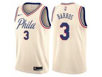 Men Nike Philadelphia 76ers #3 Dana Barros  Cream NBA Jersey - City Edition