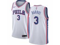 Men Nike Philadelphia 76ers #3 Dana Barros White Home NBA Jersey - Association Edition