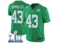 Men Nike Philadelphia Eagles #43 Darren Sproles Limited Green Rush Vapor Untouchable Super Bowl LII NFL Jersey