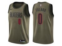 Men Nike Portland Trail Blazers #0 Damian Lillard Swingman Green Salute to Service NBA Jersey