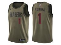 Men Nike Portland Trail Blazers #1 Evan Turner Swingman Green Salute to Service NBA Jersey