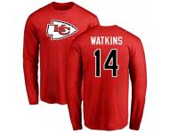 Men Nike Sammy Watkins Red Name & Number Logo - NFL Kansas City Chiefs #14 Long Sleeve T-Shirt