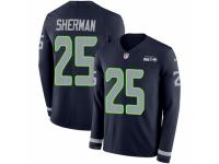 Men Nike Seattle Seahawks #25 Richard Sherman Limited Navy Blue Therma Long Sleeve NFL Jersey