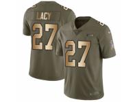 Men Nike Seattle Seahawks #27 Eddie Lacy Limited Olive/Gold 2017 Salute to Service NFL Jersey